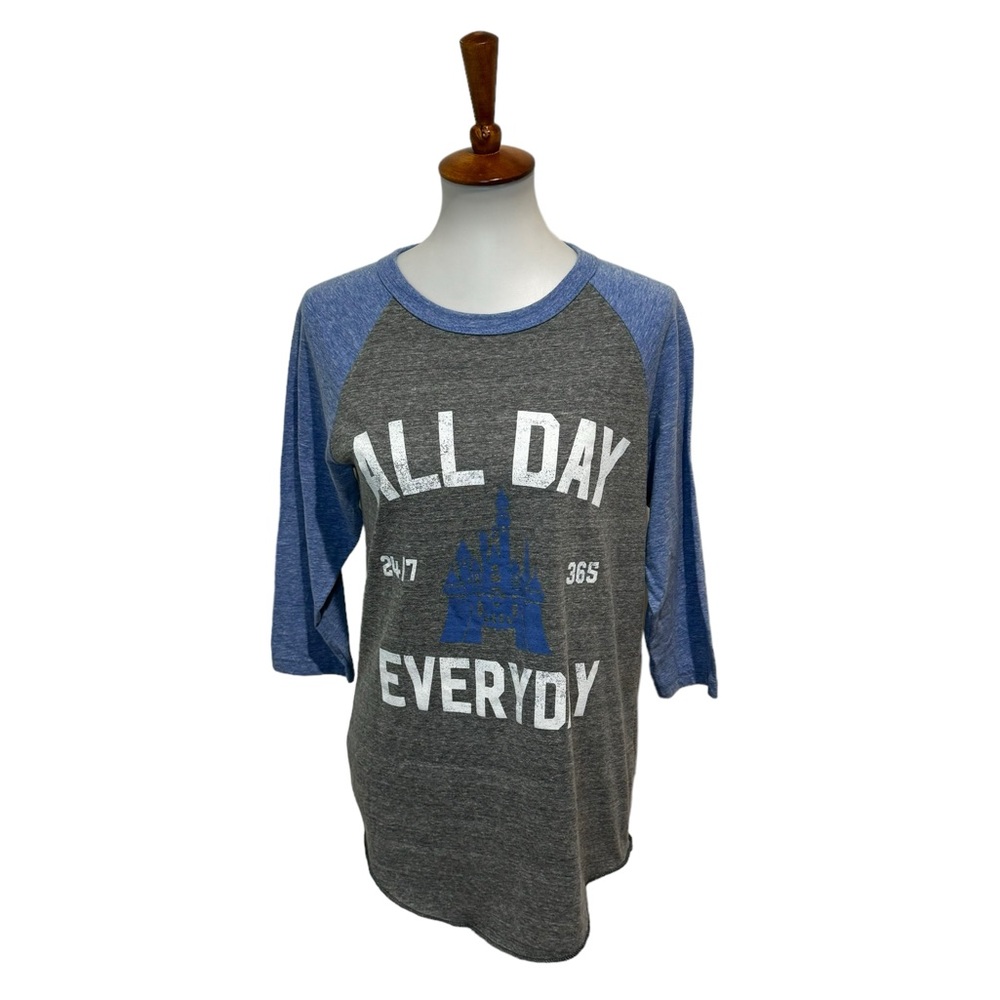 Disney Parks Baseball Tee All Day Every Day Blue Gray Size Medium